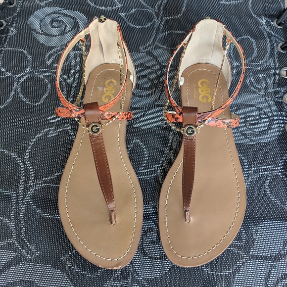 GBG Women's Brown and Orange Sandals - Picture 1 of 4